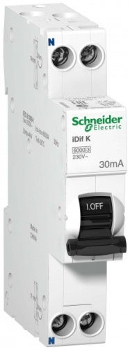 Выключатель автоматический дифференциальный iDif K 1п+N 10А C 30мА тип A | код. A9D49610 | Schneider Electric 